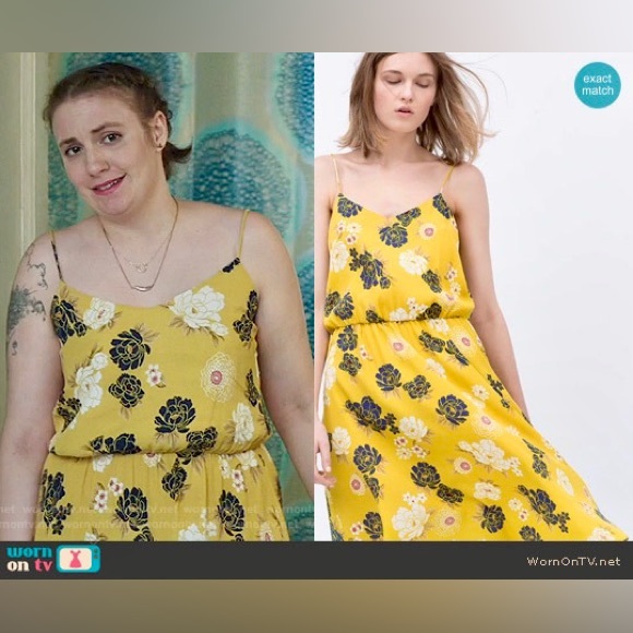 Floral yellow Zara midi dress, size small - Picture 2 of 4